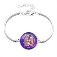 exquisite twelve constellation glass cabochon bracelet women all match jewelry fashion silver bracelet jewelry wholesale