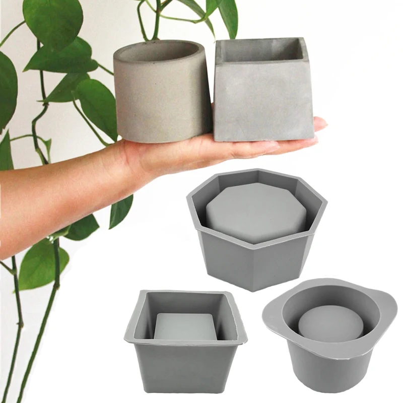 

Large Flower Pot Silicone Mold for DIY Hexagonal Concrete Mold Mirror Crystal Epoxy Clay Mold Home Decoration for Resin
