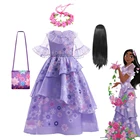 Женский длинный костюм для косплея, с оборками и фиолетовыми цветами