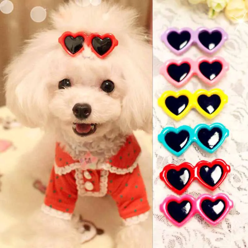 

New Dog Cat Hair Clips Puppy Bows Pet Grooming Accessories Pet Sunglass Hairpins Heart Shape Hair Barrette Pet Supplies