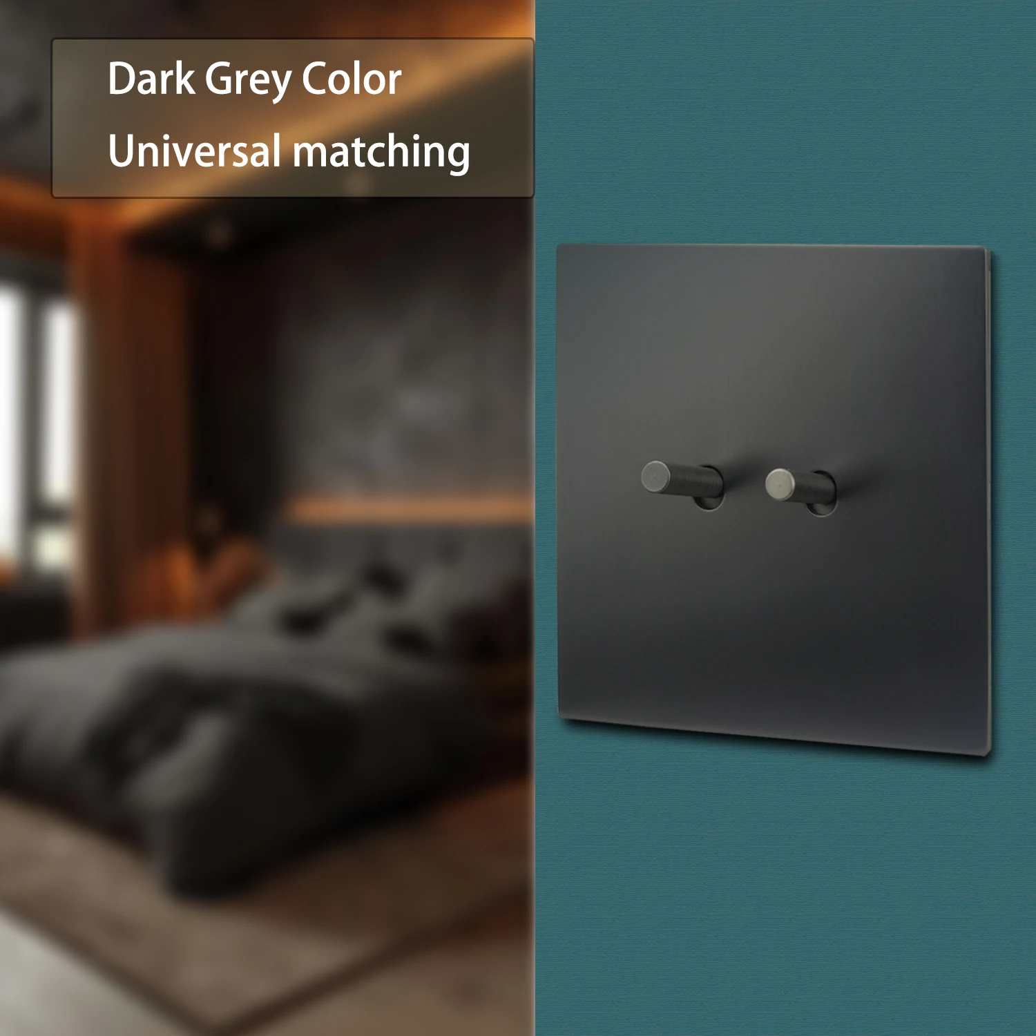 Тумблер WALLPAD 2-позиционный настенный выключатель матовая тонкая стальная панель