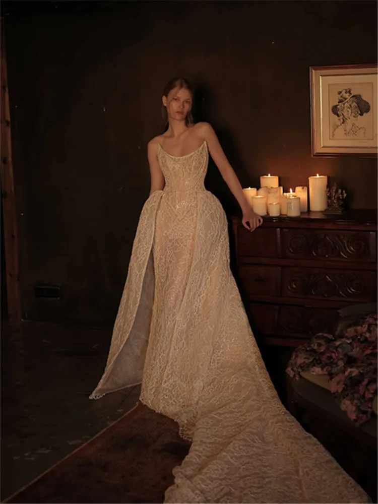 Женское свадебное платье It's yiiya белое с жемчугом на лето 2024