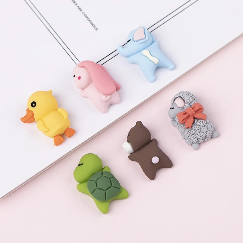 

10pcs New Cute lie on stomach Rabbit Sheep Duck Resin Flatback Cabochons Scrapbook DIY Ornaments Jewelry Accessories Supply R229