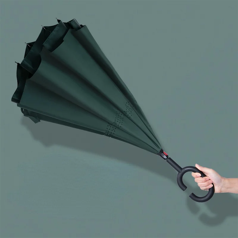 

Автоматический зонт в японском стиле, зонт с длинной ручкой зеленого цвета, от дождя и солнца, LL50UM