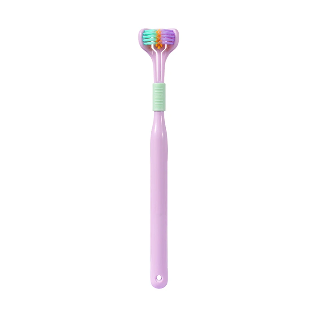 

1/2/3/5 Portable 3-sides Adults Toothbrushes Travel Use Tooth Brush 360-degree Antislip Cleaning Tool Bathroom Supplies Purple