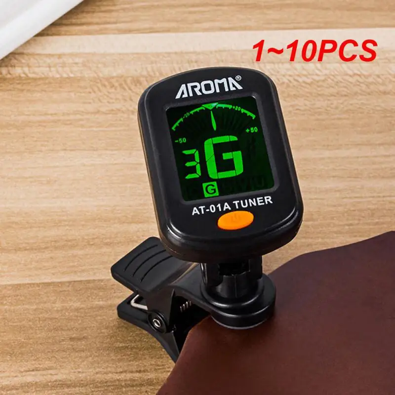 

1~10PCS AT-01A Guitar Tuner Rotatable Clip-on Tuner LCD Display for Chromatic Acoustic Guitar Bass Ukulele Black Guitar Parts