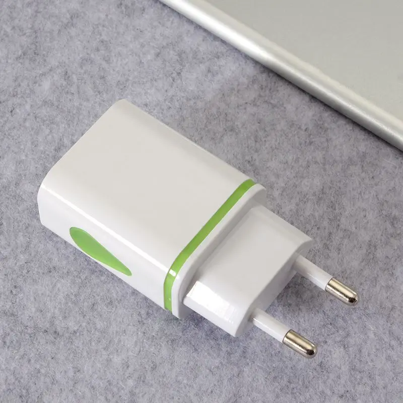 USB Charger Dual 2 port EU 5V 2A Travel Wall Adapter LED Light Mobile Phone usb charger For iPhone 11 Pro Max Samsung Huawei LG