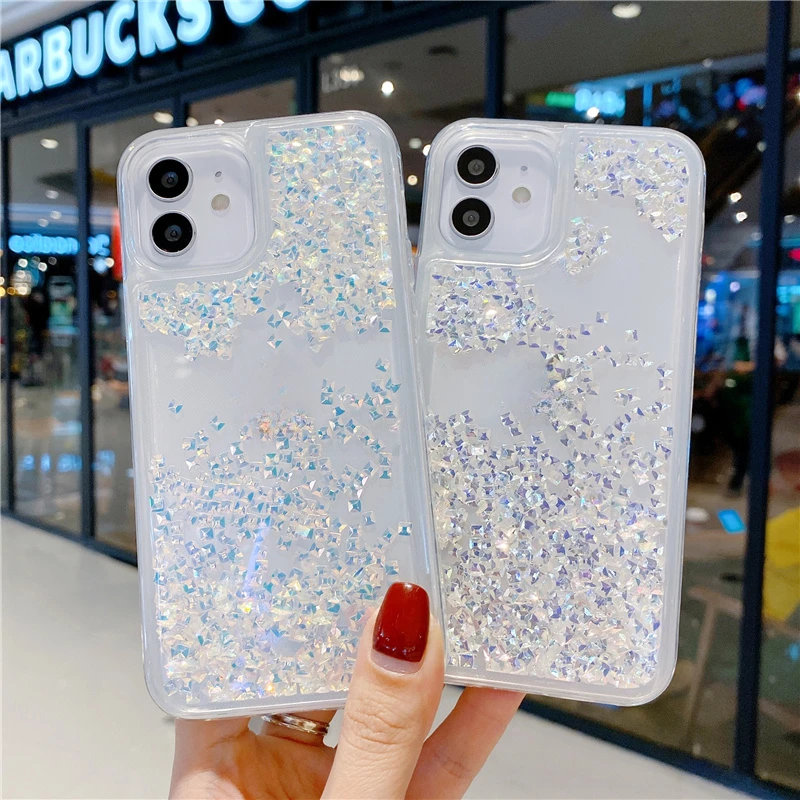 Блестящий чехол со стразами и жидким зыбучим песком для iPhone 16 15 Pro Max 14 14Pro 13 чехлы