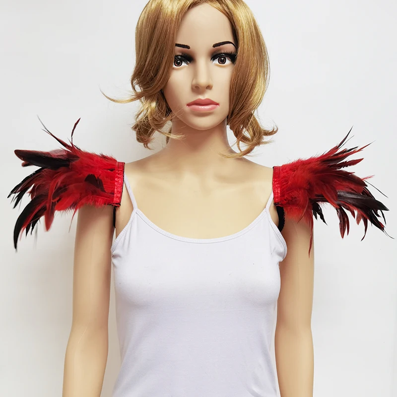 1 пара красных планшетов Броня на плечо перо крылья панк готическое наплечная