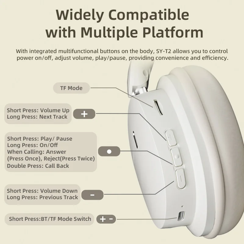 Новые беспроводные Bluetooth-наушники SY-T2 5 3 с микрофоном и космическими звуковыми