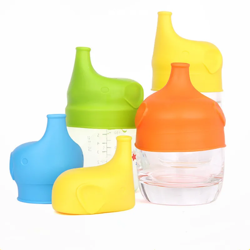 

Elephant-Shaped Silicone Cup Lid Children Training Suction Cup Drink Bottle Spill-proof Cap Nozzle Soft Water Bottle Mouth Cover