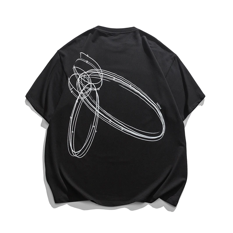 

New Art Print Round Neck Short Sleeve Loose Casual Couple Short Sleeve T-shirt Mens Large