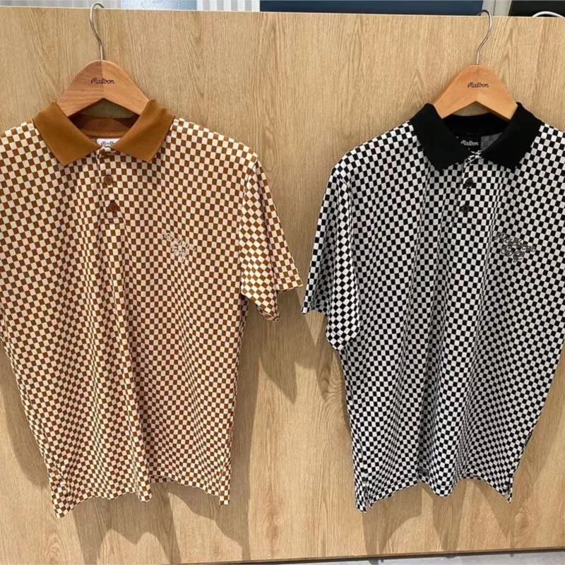 Mens Golf Shirt Lattice Moisture Wicking Quick-Dry Short Sleeve Casual Polo Shirts for Men