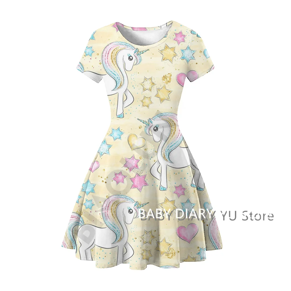 

Детское летнее Радужное платье с коротким рукавом и 3D-принтом