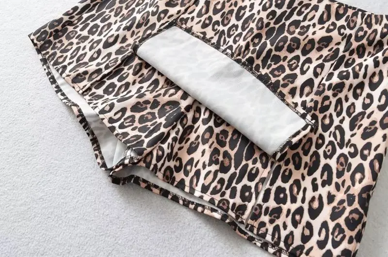 Elmsk High Street Fashion Leopard Print Shorts High Waist Casual Shorts Women Bermuda Ladies