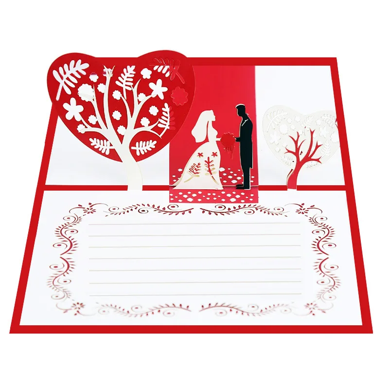 

3D three-dimensional greeting card hollow romantic wedding invitation