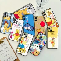 disney winnie pooh cartoon phone case for apple iphone 14 13 12 11 pro max mini xs max x xr 7 8 plus 5s silicone black shell