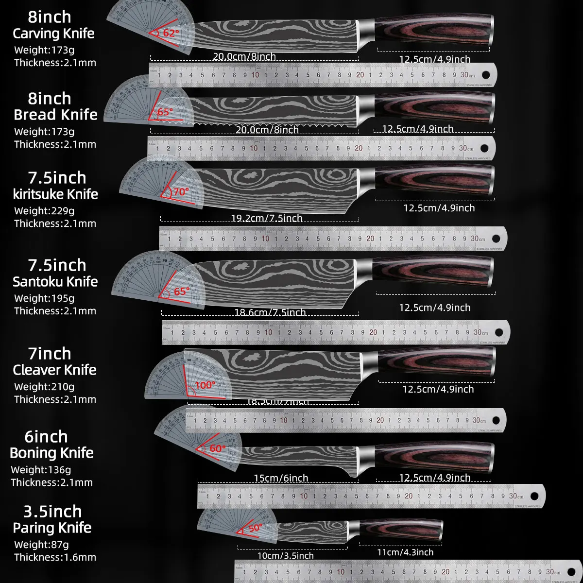Кухня Ножи шеф-повар приготовления пищи нож Santoku японский обвалочный 440 с высоким