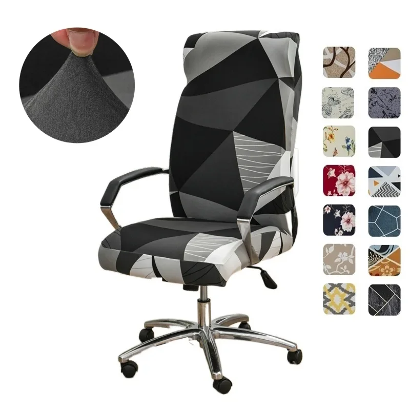 

Geometry Printed Computer Chair Cover Elastic Office Chair Covers Non-Slip Rotating Seat Case Universal Armrest Chair Protector