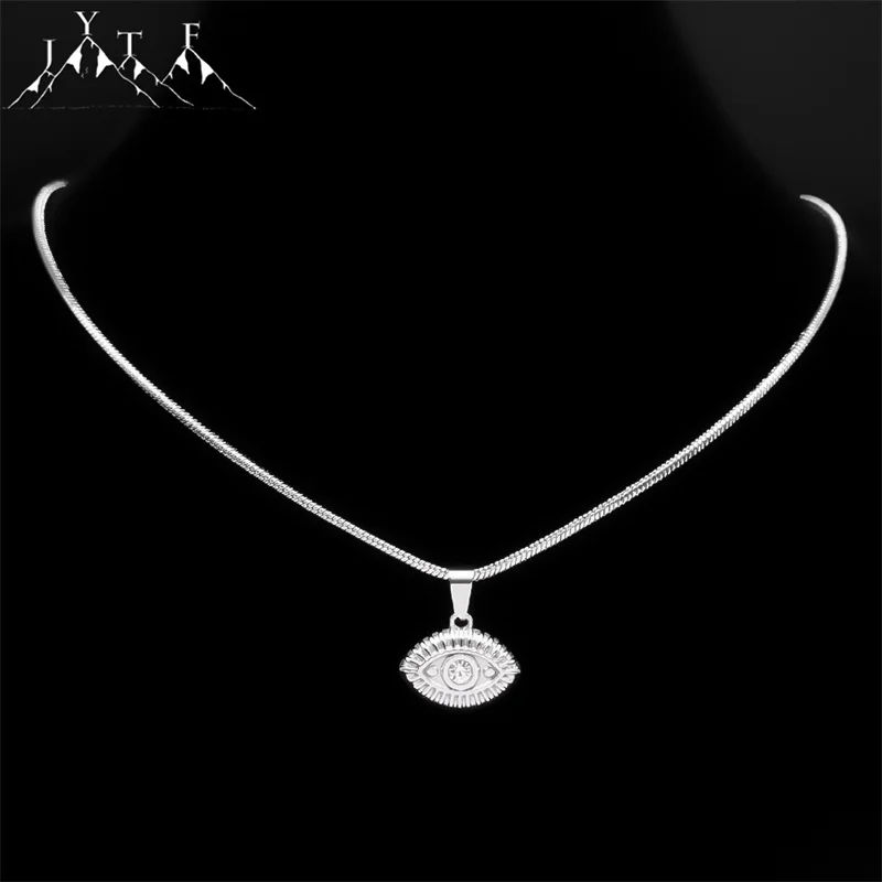 

Kpop Crystal Devil Eye Pendant Necklace Choker for Women Stainless Steel Snake Chain Turkish Evil Eyes Necklaces Jewelry NA21S05