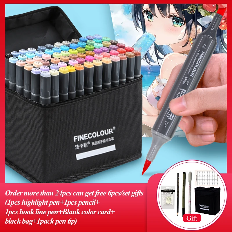 

Finecolour New EF104 Professional Double-Head Alcohol Marker Pens Sketch Design Drawing Oily Marker For Beginners Art Supplies