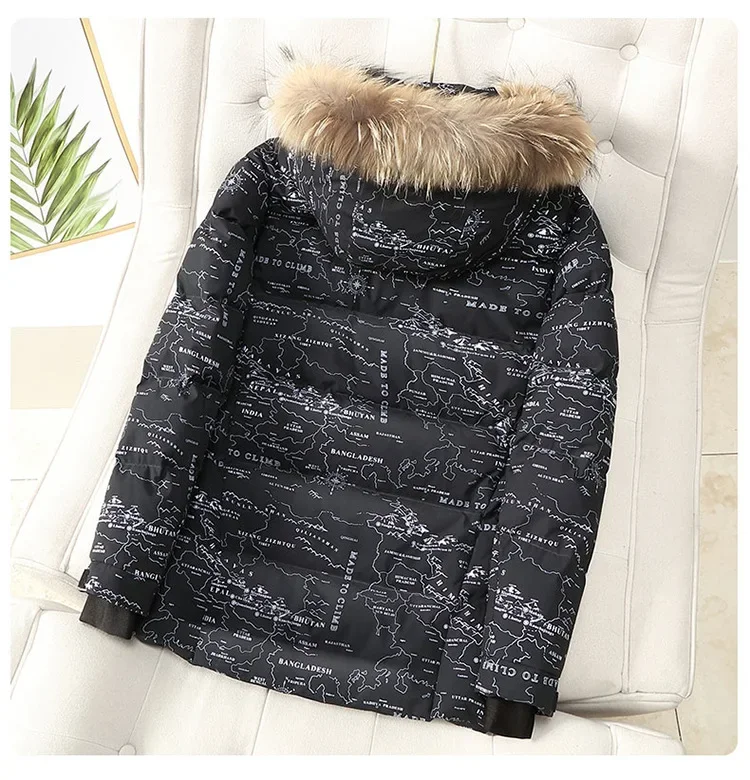 Пуховик мужской с капюшоном модный пуховик воротником из натурального меха