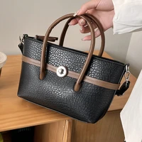 elegant leather female top handle hand bags black ladies shoulder bag small handbag woman