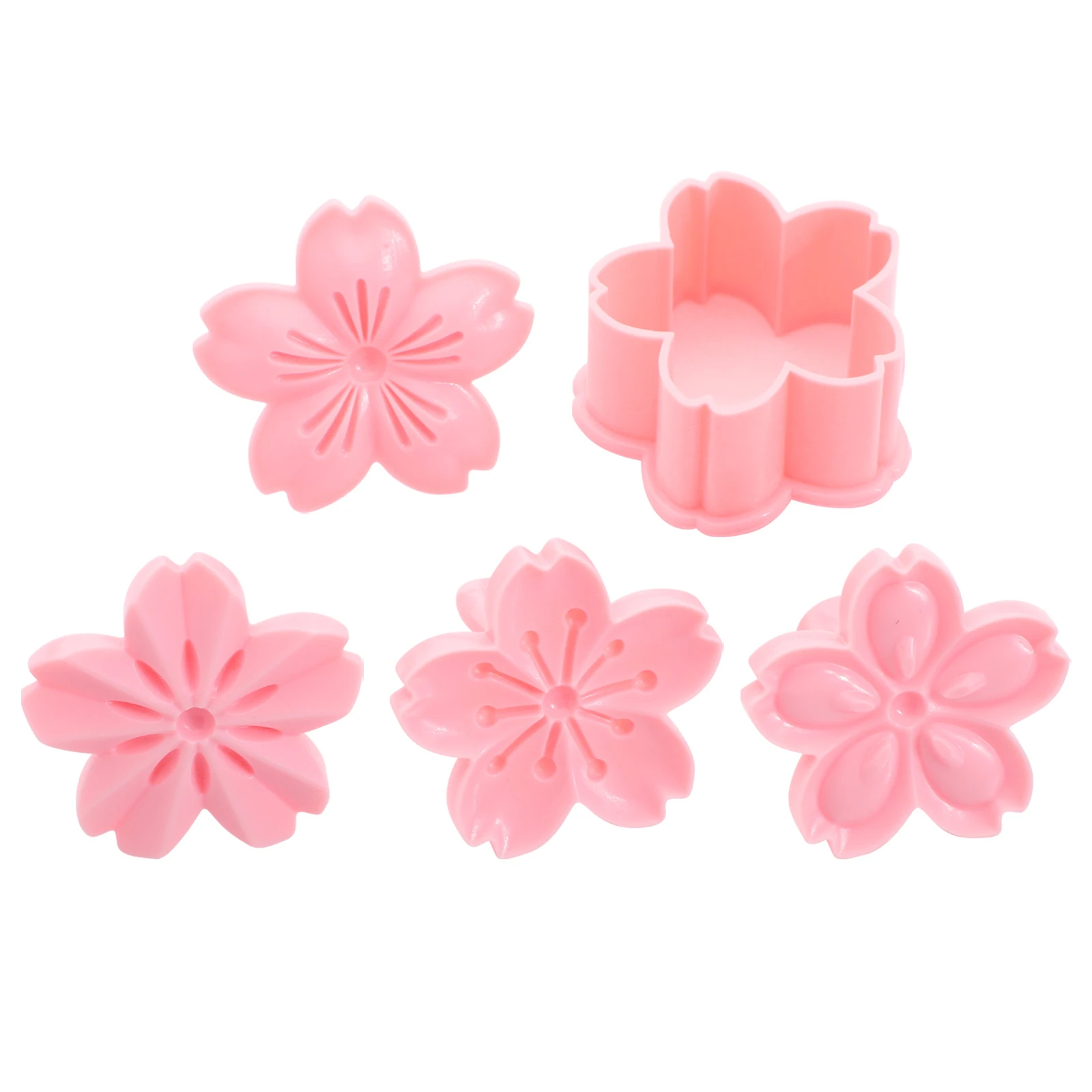 

5pcs/set Sakura Cookie Molds Cherry Blossom Stamps Plunger and Cutters Fondant Chocolate Mold Biscuit Pastry Cake Baking Tools