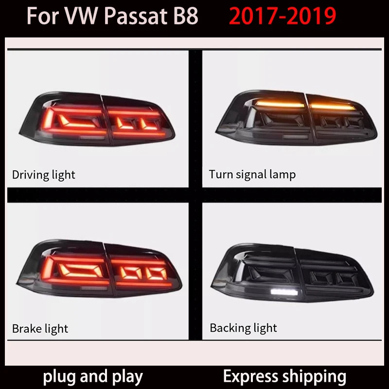Фото Автомобильный фонарь для VW Passat B8, задние фонари 2017-2019-2020, обновленные модифицированные светодиодные задние фонари DRL, динамические указатели поворота, автомобильные аксессуары №2