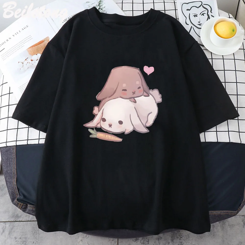 Футболка женская с забавным принтом кролика и моркови 100% хлопок | Футболки