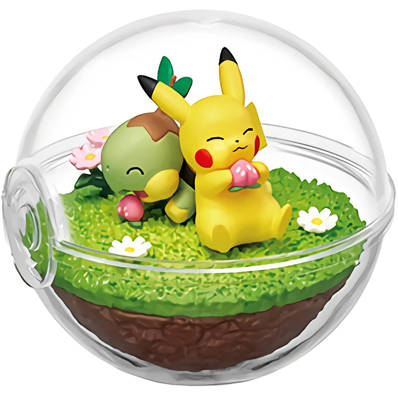 Фото Pokemon Re Ment Террариум коллекция фигурки Пикачу альтария игрушка милая прозрачная модель детские праздничные игрушки подарки аниме Декор №5