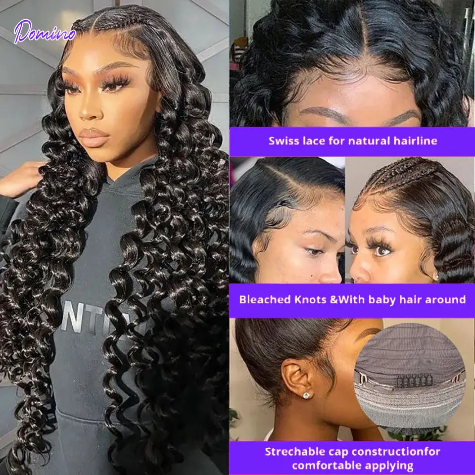 13X6 Loose Deep Wave Lace Front Wigs For Black Women Glueless Wigs 13x4 HD Transparent Lace Frontal Wig With Baby Hair