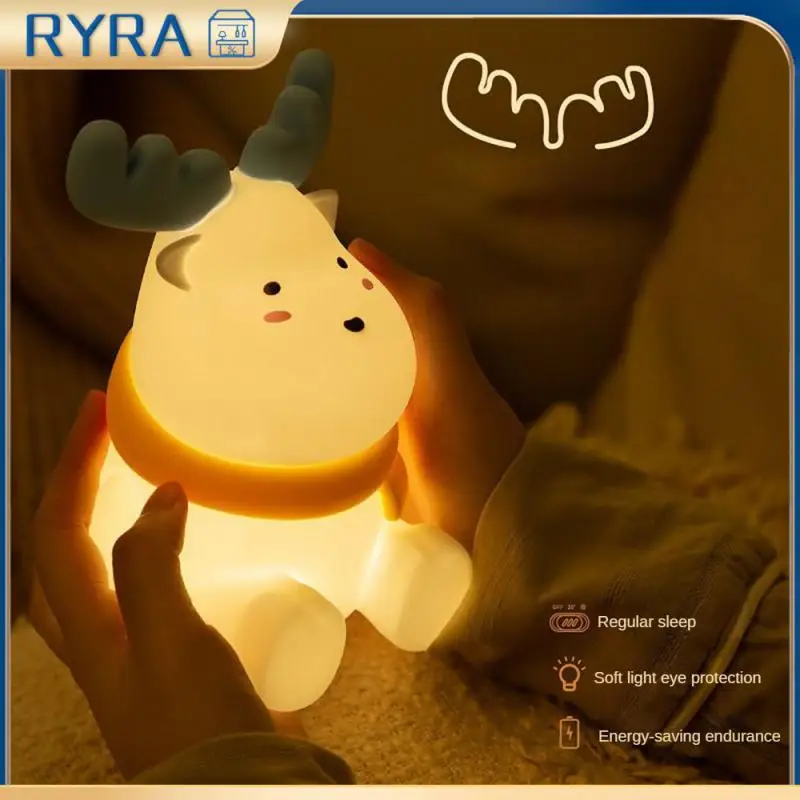 

Night Lamp Kawaii Silicone Bedside Nightlight Eye Protection Usb Rechargeable Pat Night Light Mini Atmosphere Light Home Decor