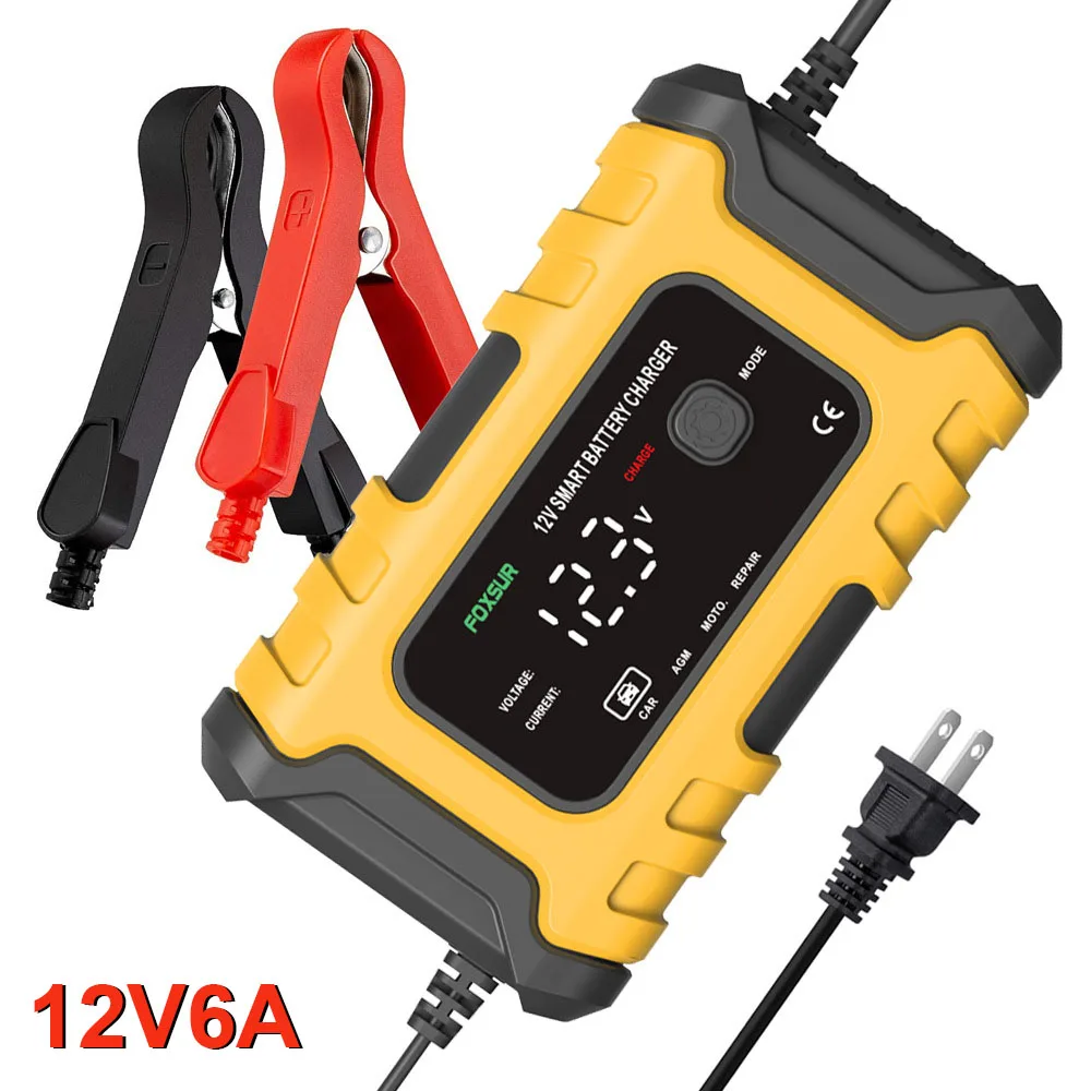 

Умное зарядное устройство для аккумуляторов 12 В 6 А, полностью автоматический многорежимный восстанавливатель для мотоцикла и автомобиля, ...