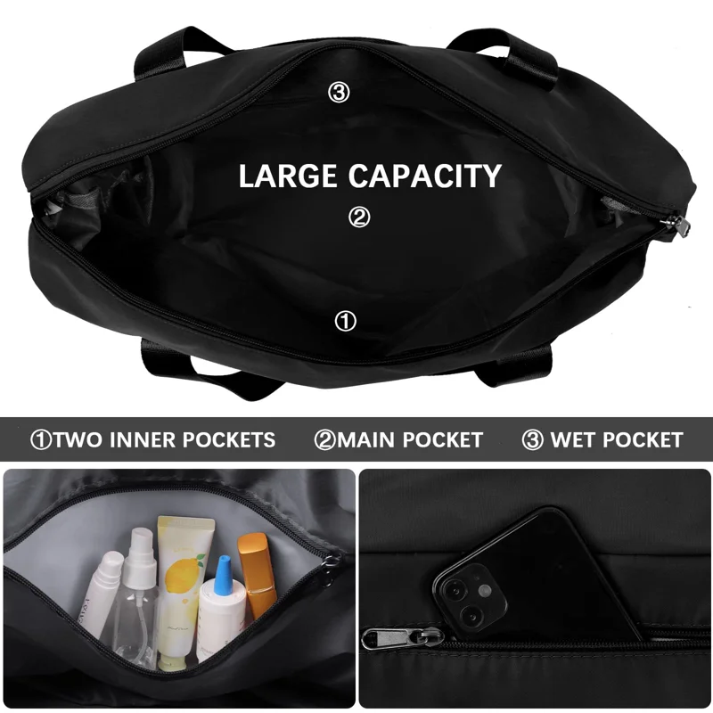 Travel Duffle Bag, Foldable Tote Bag for Women, Weekender Bag Dry and Wet Separated Carry on Bag, for Vacation, Sport, Beach