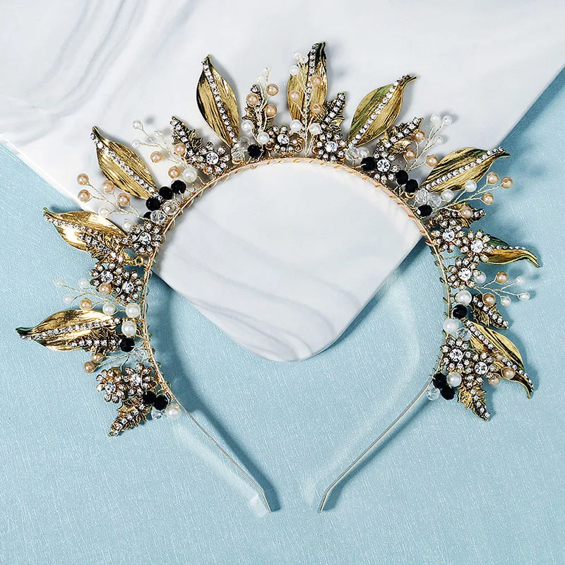 Leaf Crown Wedding Prom Women Tiara Headband Floral Bridal Hair Piece Accessories