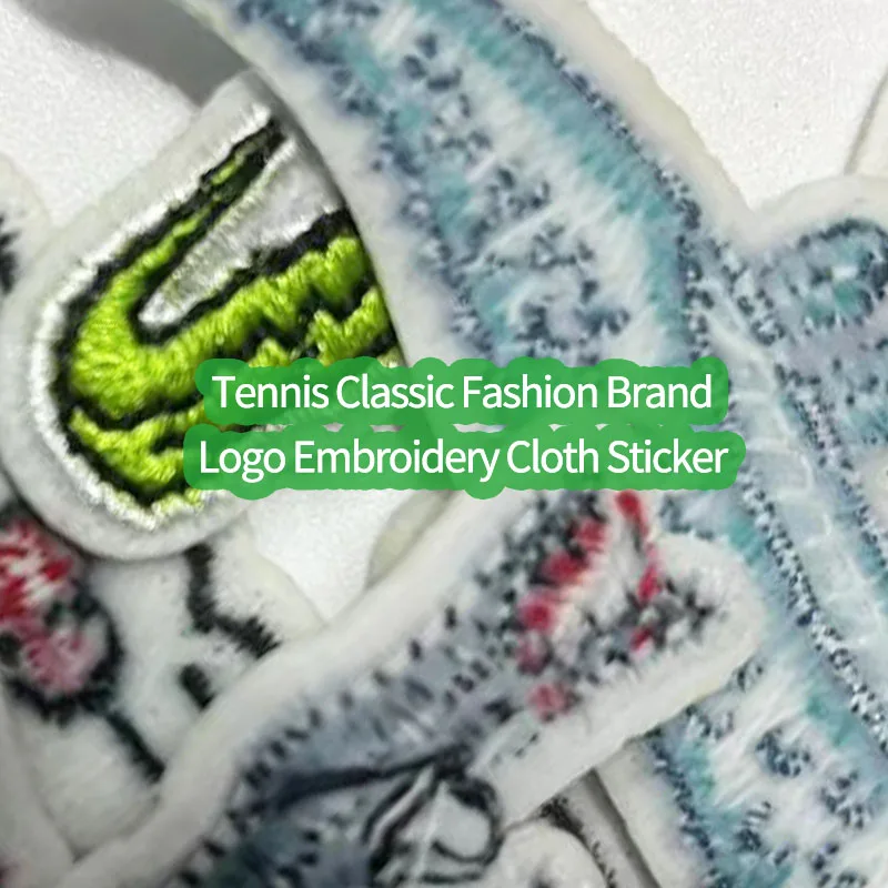 

5pcs Tennis Fashion Brand Logo Embroidery Cloth Stickers France Green Fish Sports Brand Adhesive Ironing Patches T-shirt Decals