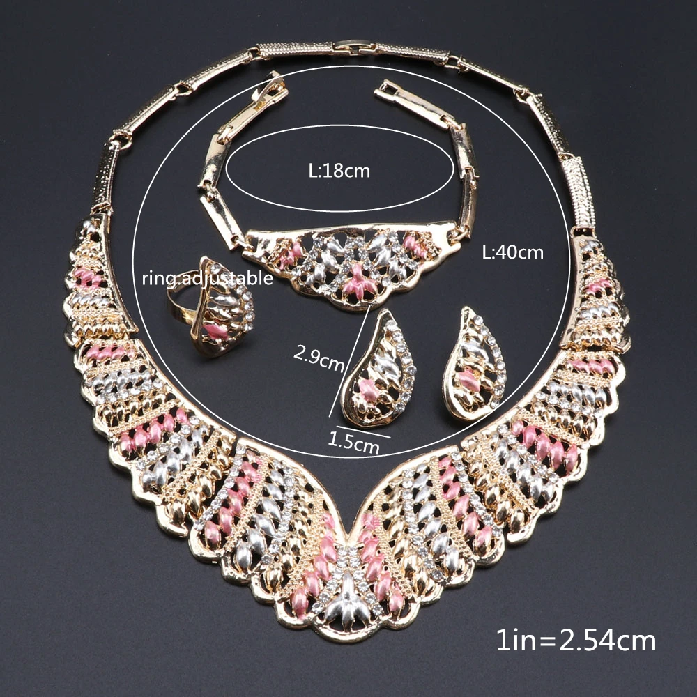 Bridal Jewelry Sets Nigerian Wedding African Beads Set Fashion Brand Dubai Gold Color Necklace Earrings | Украшения и аксессуары - Фото №1