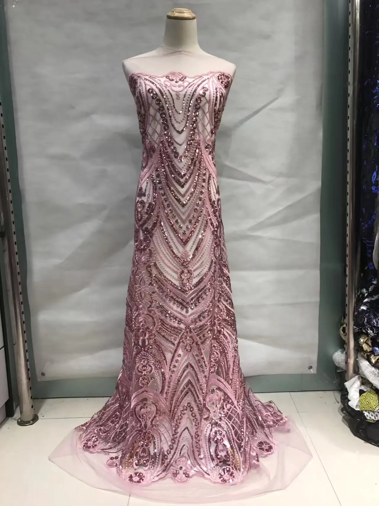 Сетка в африканском стиле блестящая ткань для шитья одежды тюль кружевная