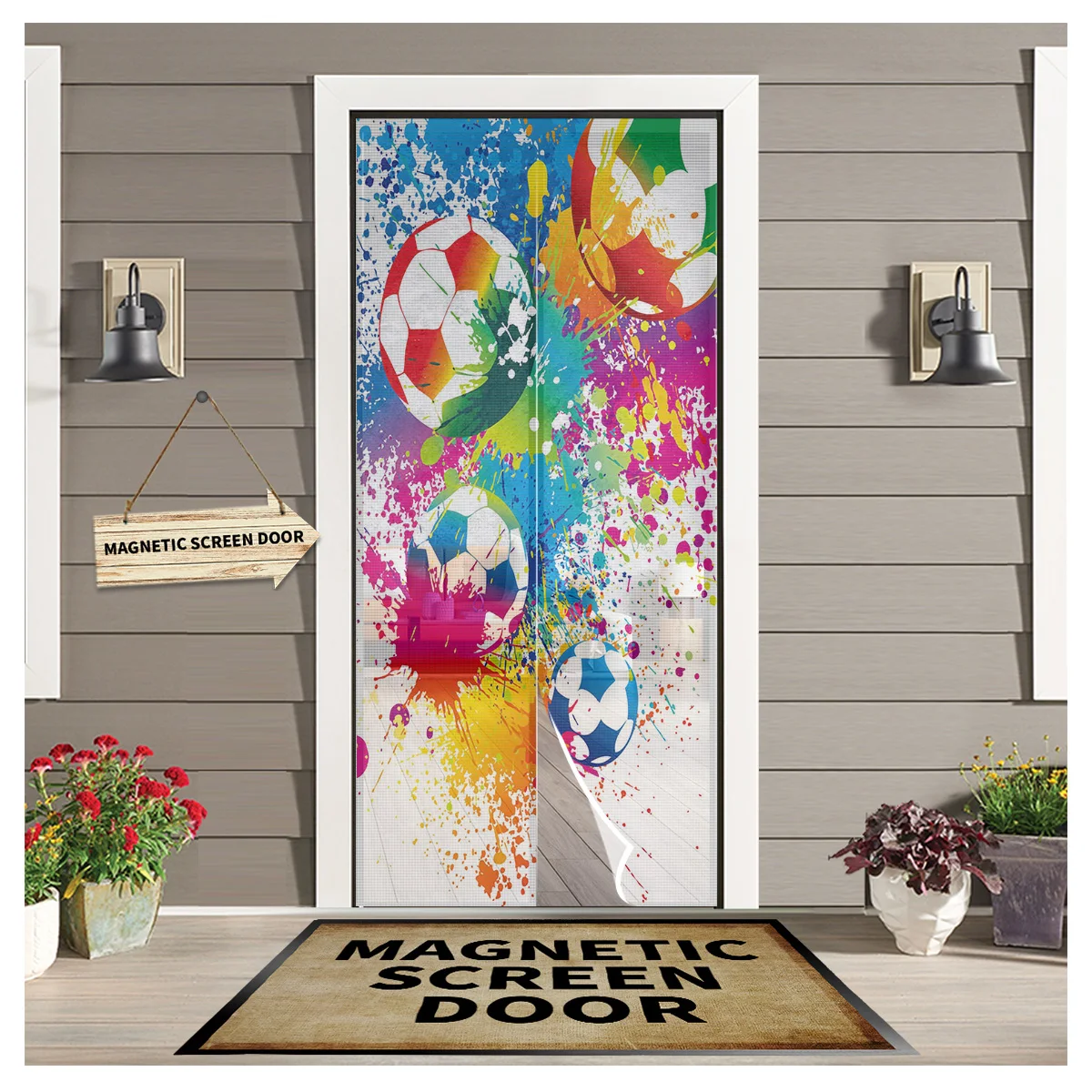 

Цветная футбольная Магнитная дверная занавеска с рисунком для кухни и спальни