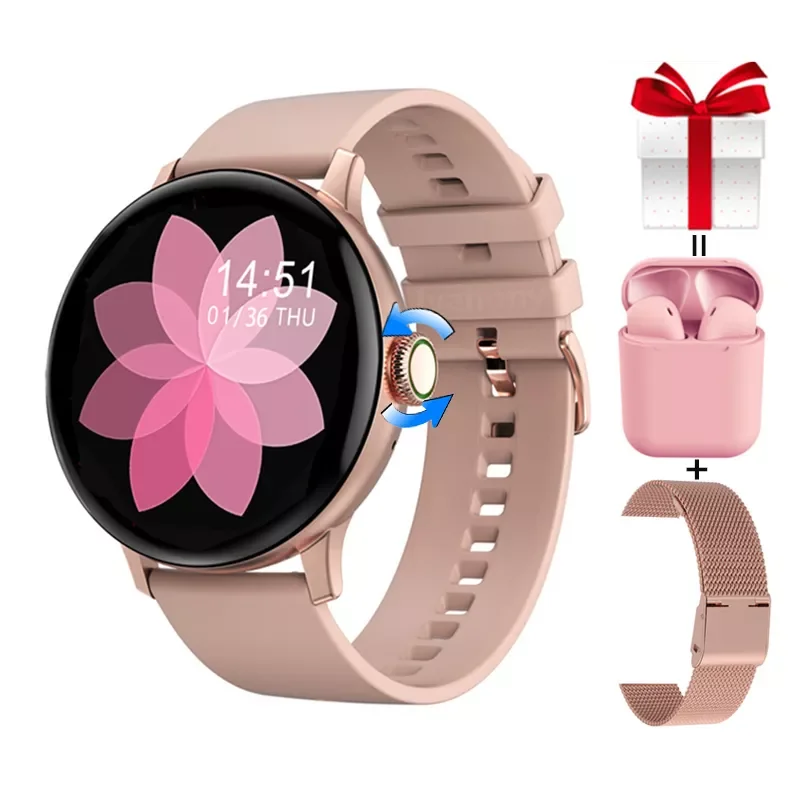 

Watch Women DT2 PRO+Strap+Earphone Waterproof IP68 Knob Smartwatch Password Protection Female Fitness Tracker VS DT88PRO