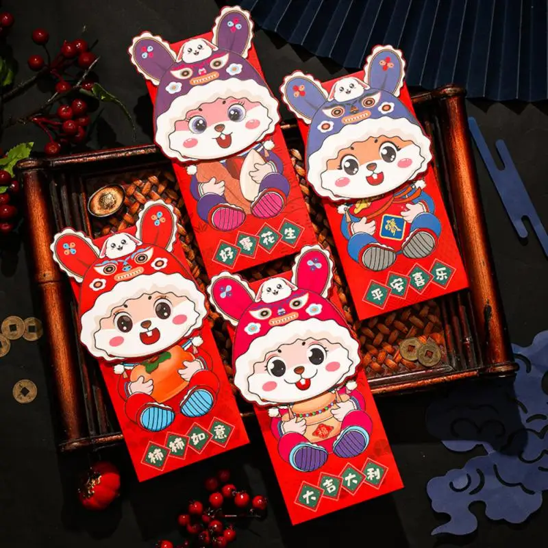 

Cartoon Rabbit Red Envelopes 2023 Chinese New Year Red Envelopes Spring Festival Money Pockets Wedding Lucky Packets Gift Bags