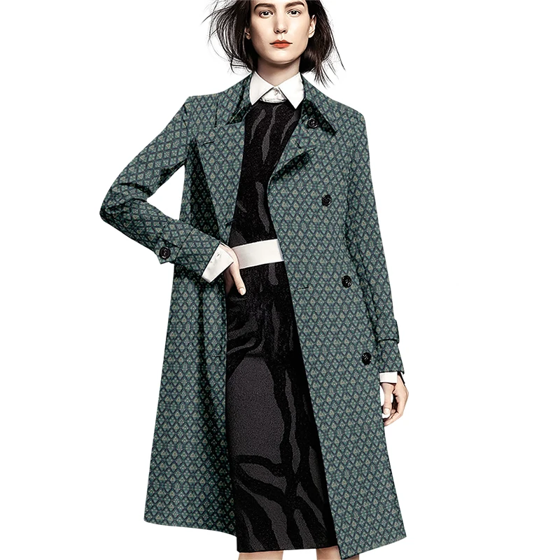 Модная ветровка с принтом дизайнерское пальто для пожилых женщин средней длины