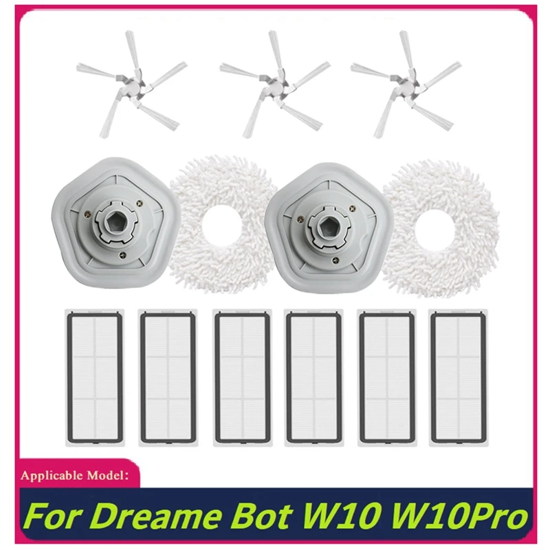 

13Pcs Replacement Accessories Washable Mop Cloth Side Brush HEPA Filter For Dreame W10/W10 Pro Robot Vacuum Cleaner Par