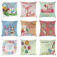 easter bunny throw pillow covers truck eggs linen 18 x 18 inches pillow cushion case for home outdoor car easterrabbit