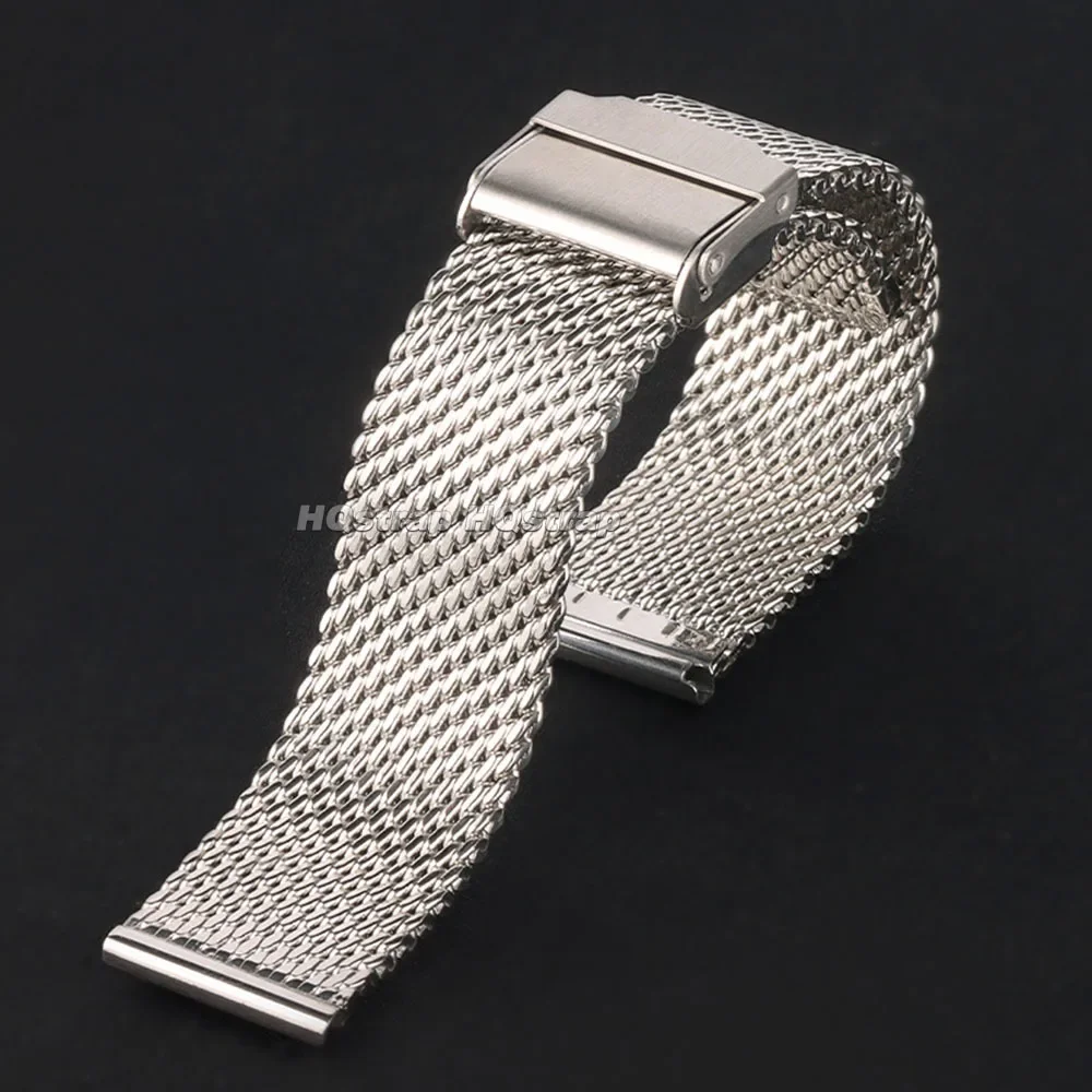 Фото 1.0mm Milanese Mesh Strap 18mm 20mm 22mm 24mm Watch Band 3mm Thick Stainless Steel Wristband Universal Folding Buckle Bracelet №2