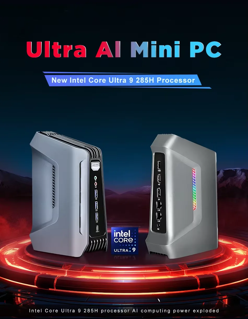 Фото Игровой мини-ПК Topton F12 с 2x2.5G LAN, AI-функциями, процессором Intel Core Ultra 9 285H/7 255H 15-го поколения, Thunderbolt 4, 2xDDR5, 2xPCIe, Windows 11, RGB-подсветкой и WiFi6 №1