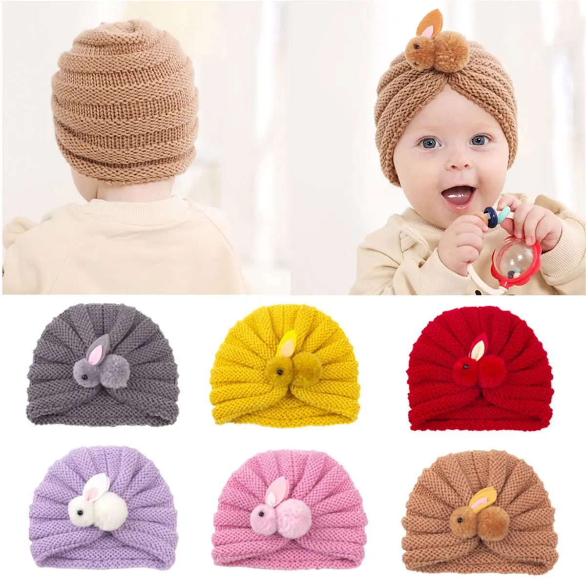 

Warm Boys Winter Cold Weather Kids Winter Beanies Children Cute Rabbit Cap Children Knitted Hats Crochet