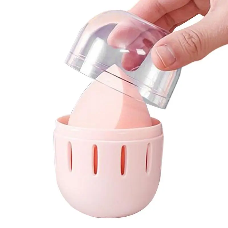 Makeup Sponge Holder 1 Pc Powder Puff Makeup Storage Shelf Box With Cover Silicone Clear Portable Drying Bracket Blender Box