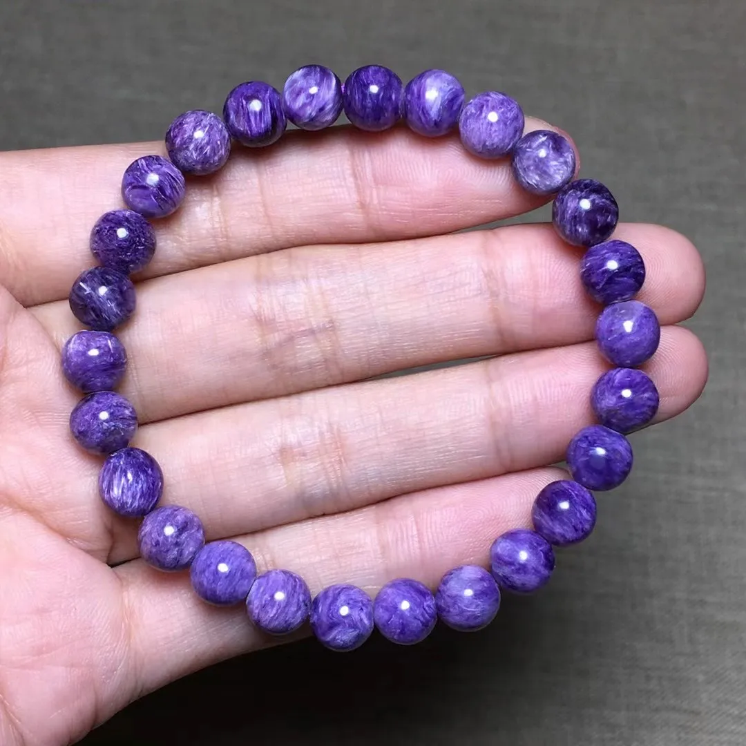 

7mm Natural Purple Charoite Stone Bracelet Jewelry For Woman Lady Man Healing Gift Luck Crystal Round Beads Strands AAAAA